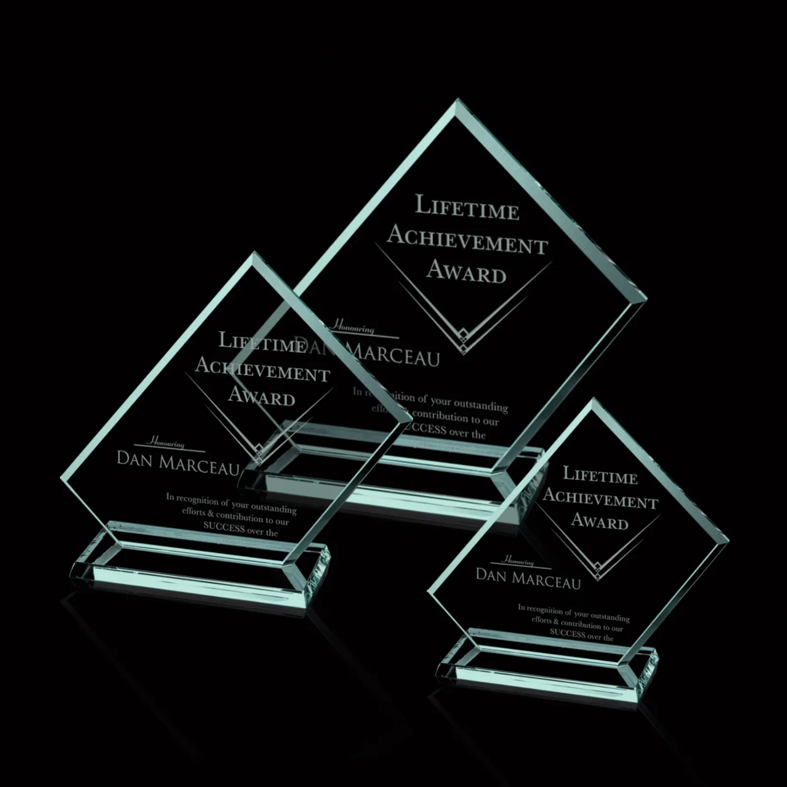 Custom Jade Glass Rectangle Award With An Angled Cut Corner for employee recognition