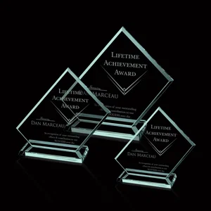 Jade Glass Rectangle Award With An Angled Cut Corner