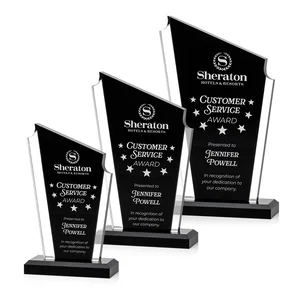 Acrylic Peak Award With Dual-Side Engraving on Ebony Base