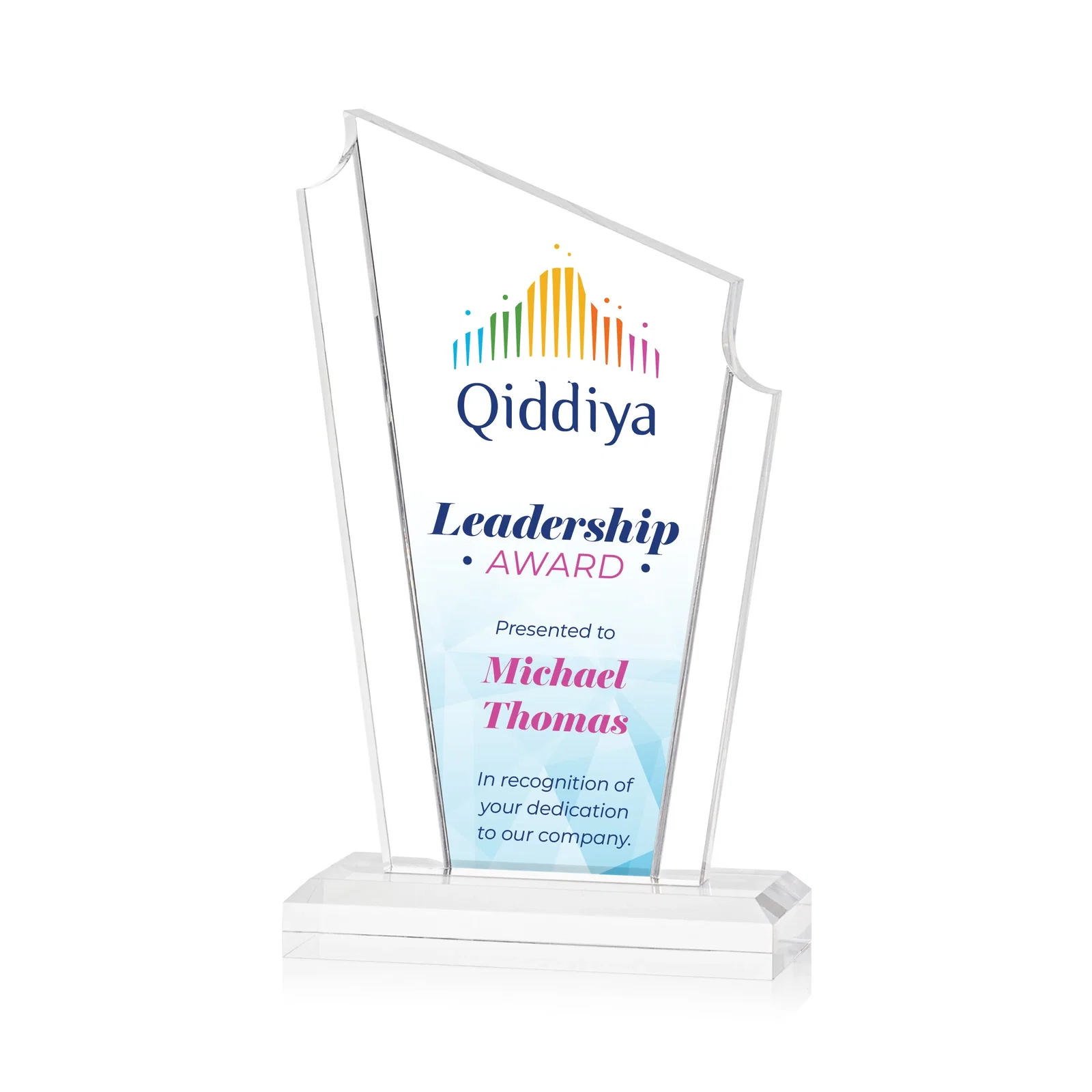 Personalized Acrylic Peak Award With Dual-Side Engraving on Ebony Base for corporate award ceremonies