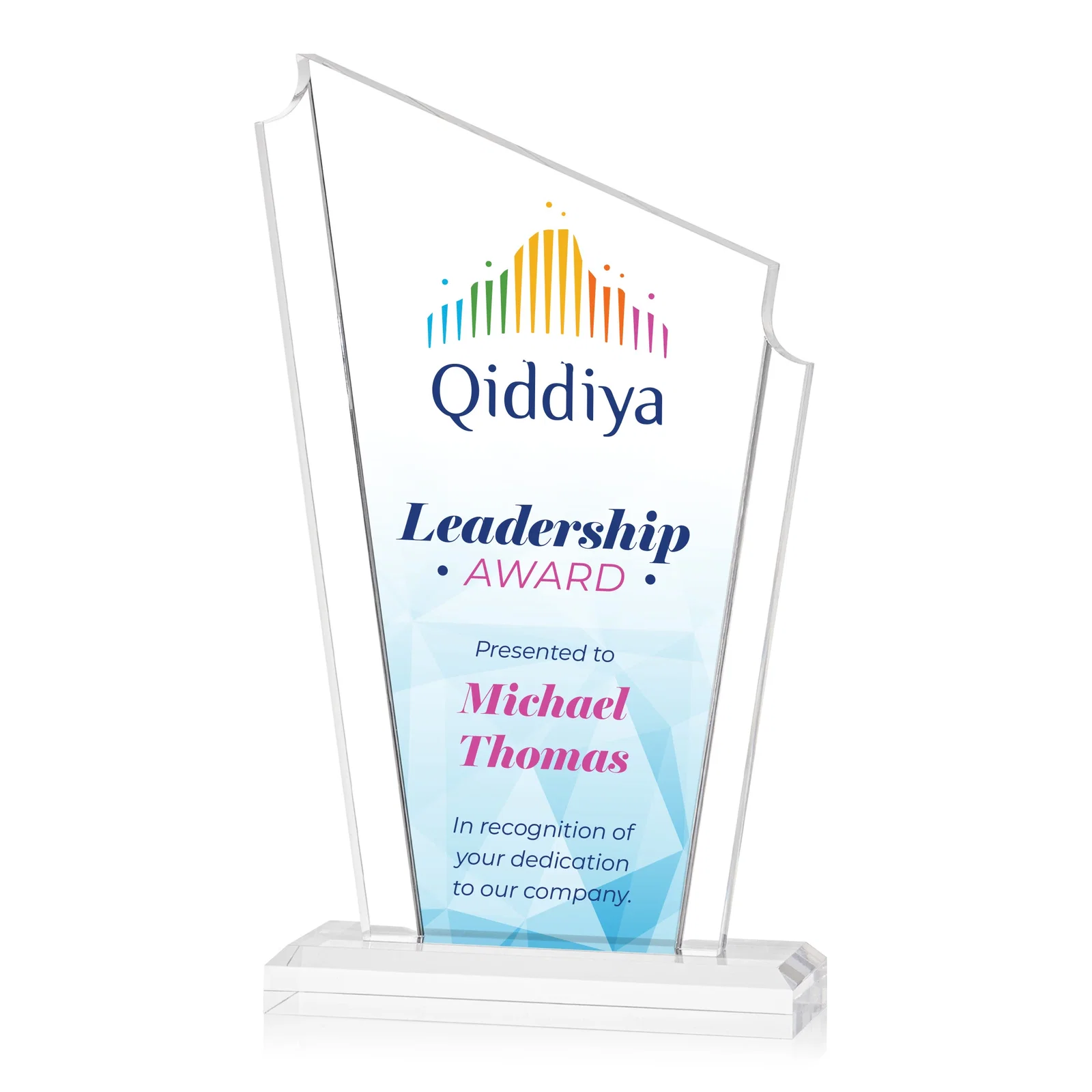 Personalized Acrylic Peak Award With Dual-Side Engraving on Ebony Base for sales achievement awards