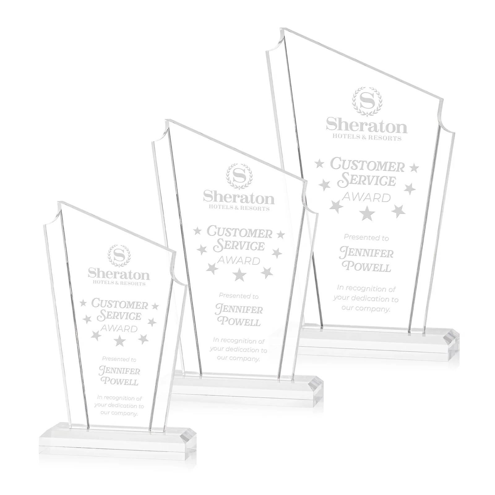 Custom Acrylic Peak Award With Dual-Side Engraving on Ebony Base for retirement presentations