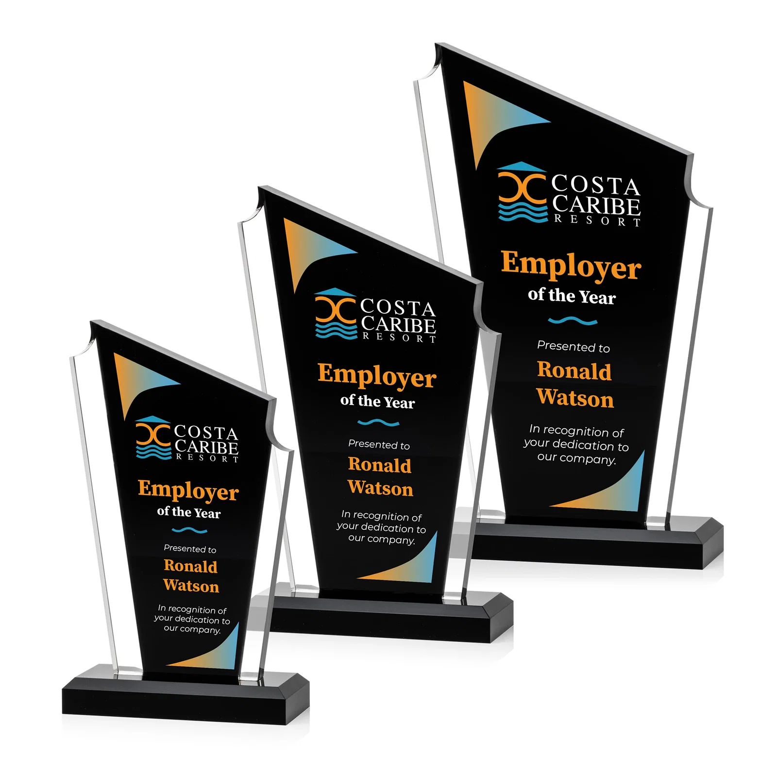 Custom Acrylic Peak Award With Dual-Side Engraving on Ebony Base for safety achievement programs