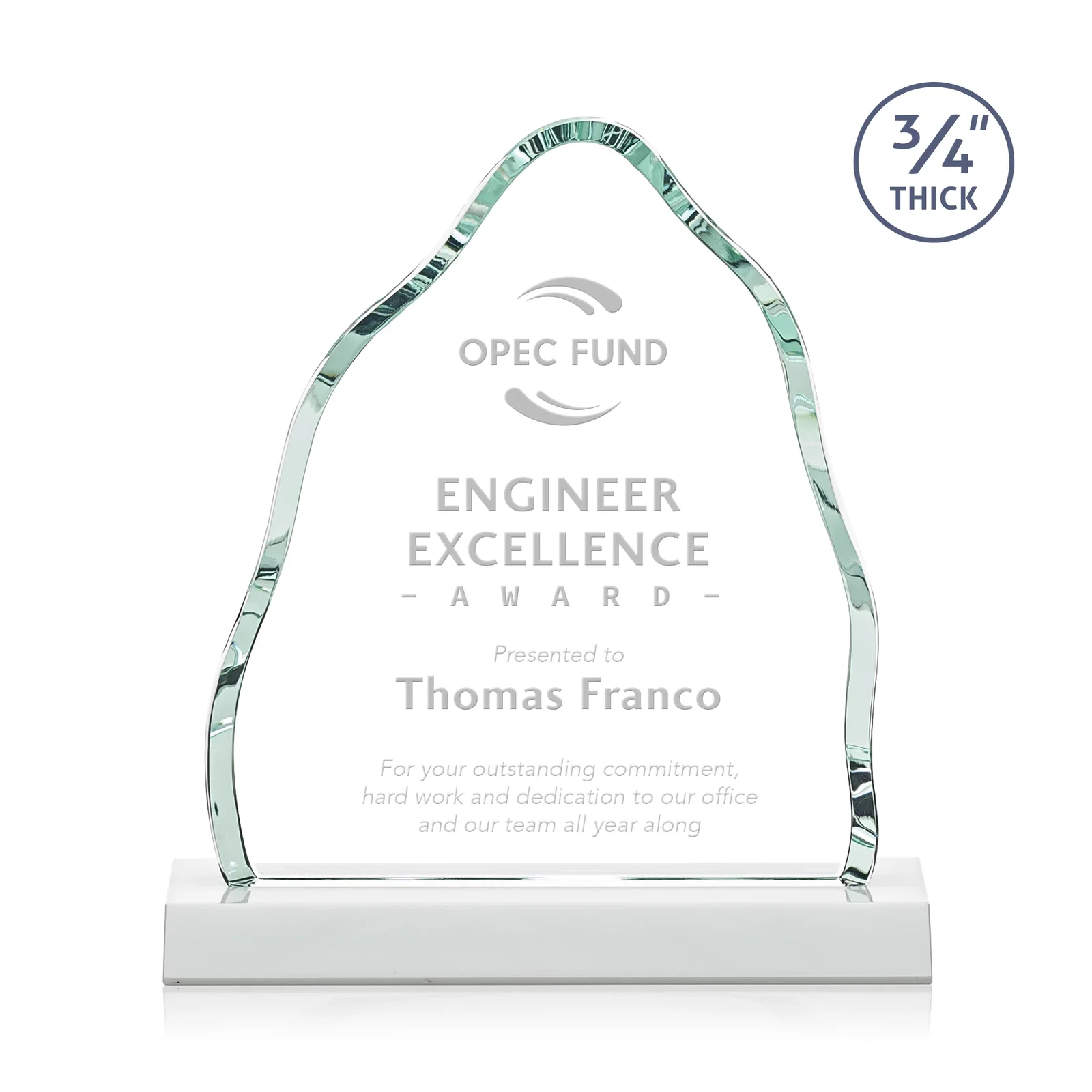 Promotional Starfire Crystal Iceberg Award, 3/4 Inch Thick with Heavy Bevels, awards for donor appreciation