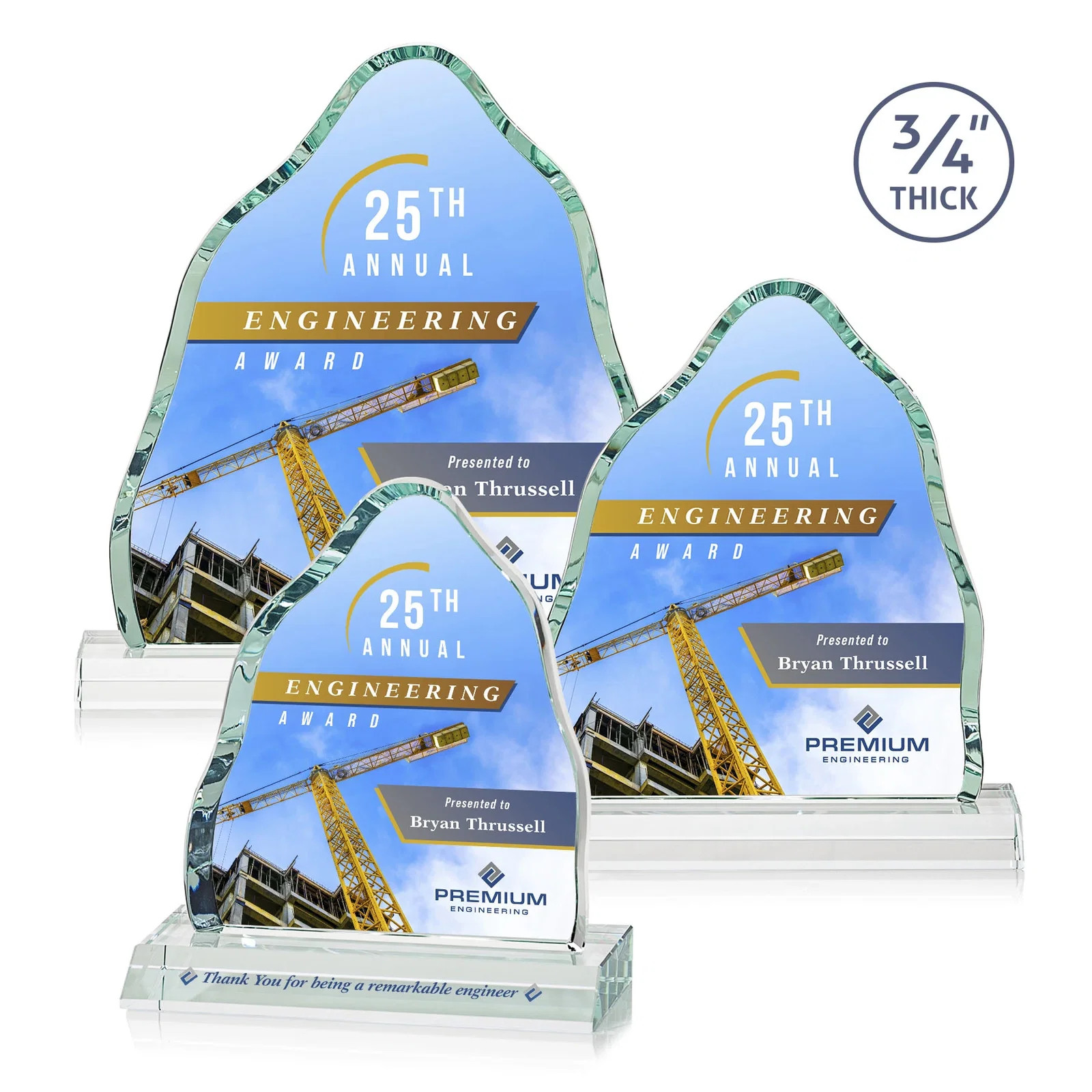 Promotional Starfire Crystal Iceberg Award, 3/4 Inch Thick with Heavy Bevels, awards for safety achievement programs