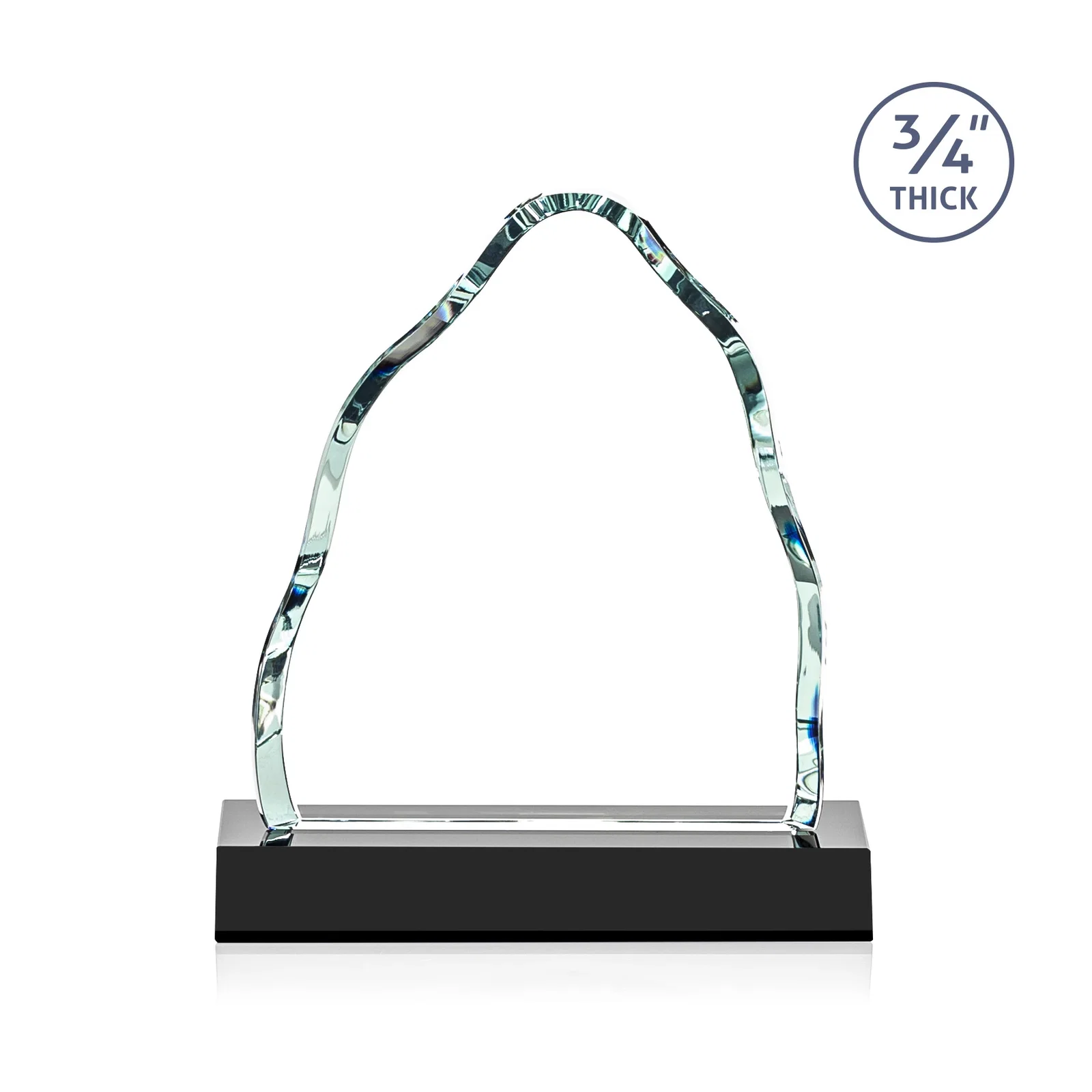 Custom engraved Starfire Crystal Iceberg Award, 3/4 Inch Thick with Heavy Bevels, awards for corporate award ceremonies