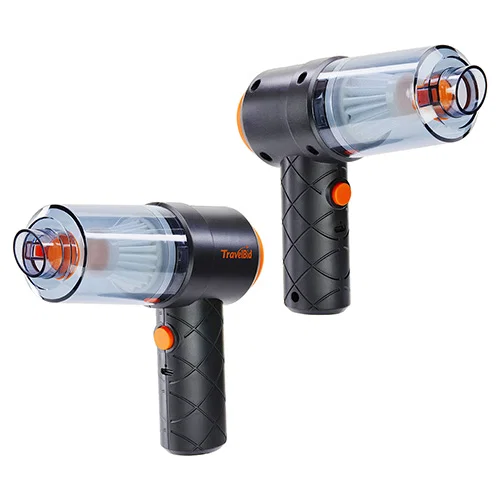 Dynamo promotional logo vacuum switched to air blower mode, side view