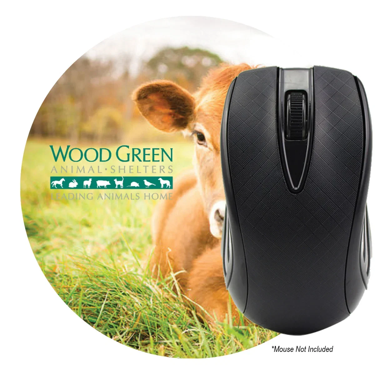 Round mouse pad with a five inch white printing surface