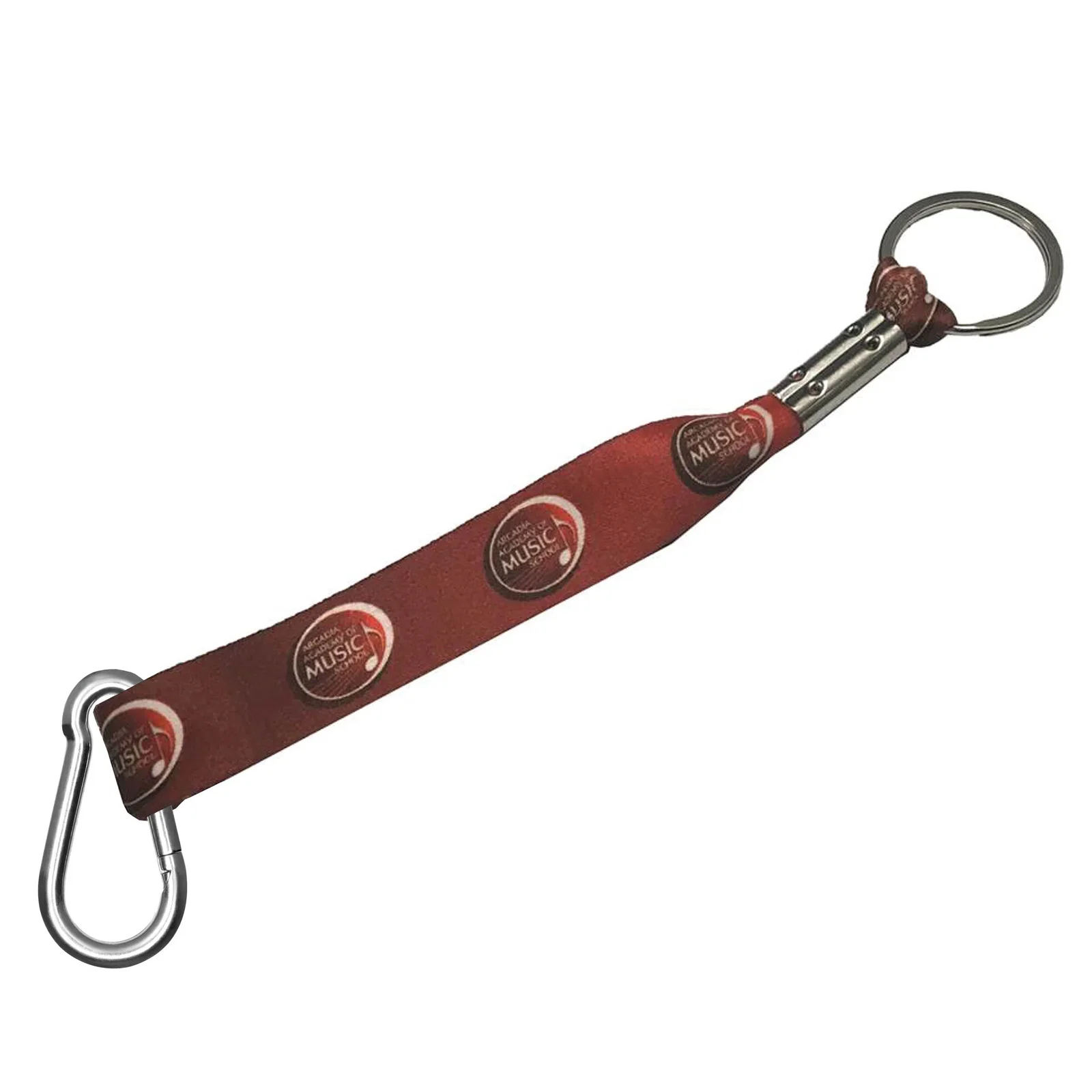 Dye sublimated key fob shown at its full six-inch length