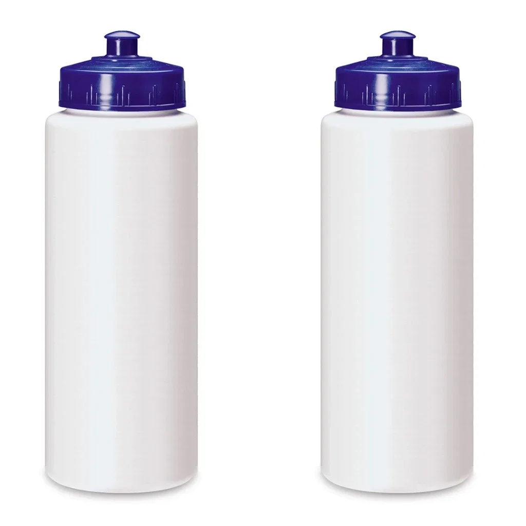 Custom Printed E-Z Flow 32 Oz w/Screw Top — White,Cap Color: Blue Cap — view 3