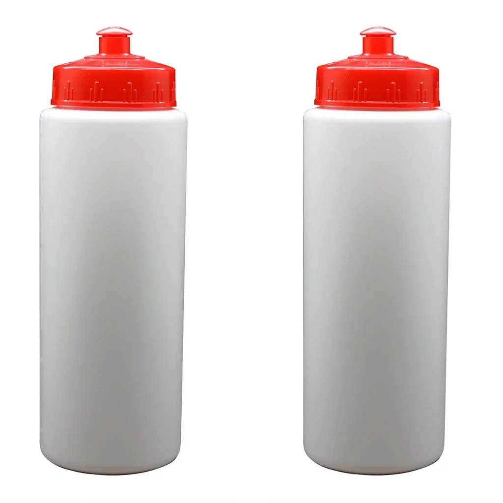 Custom Printed E-Z Flow 32 Oz w/Screw Top — White,Cap Color: Red Cap — view 4
