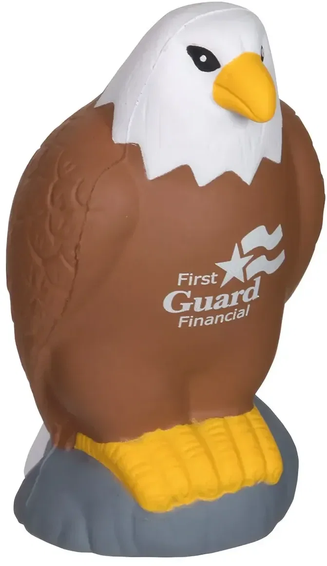 Eagle Stress Reliever, custom soaring-eagle foam squeeze toy for branded patriotic logo giveaways