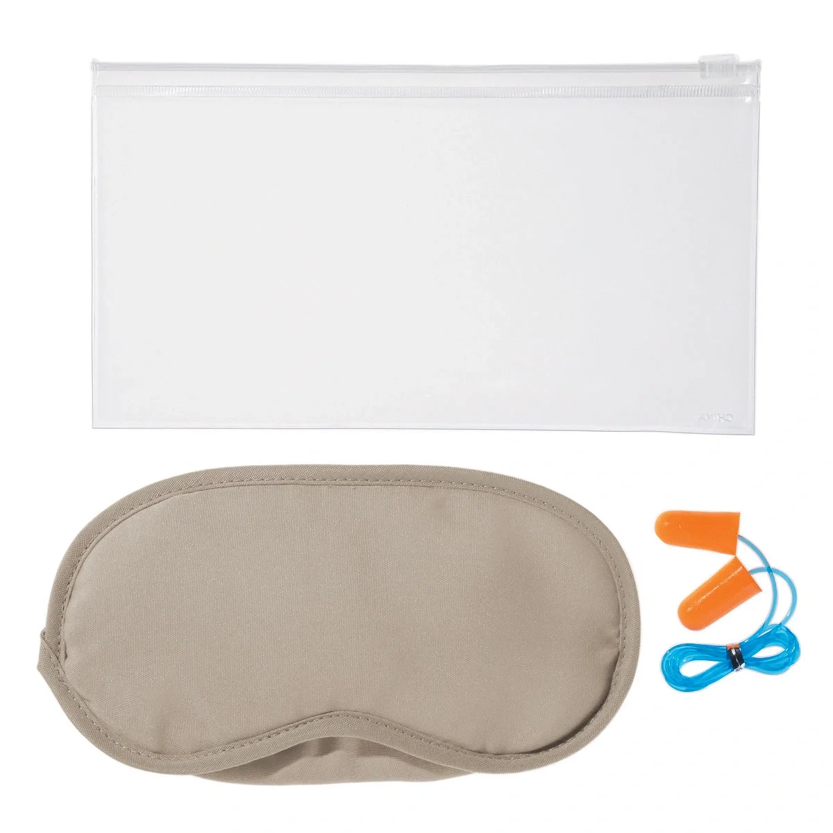Clear pouch holding both items together