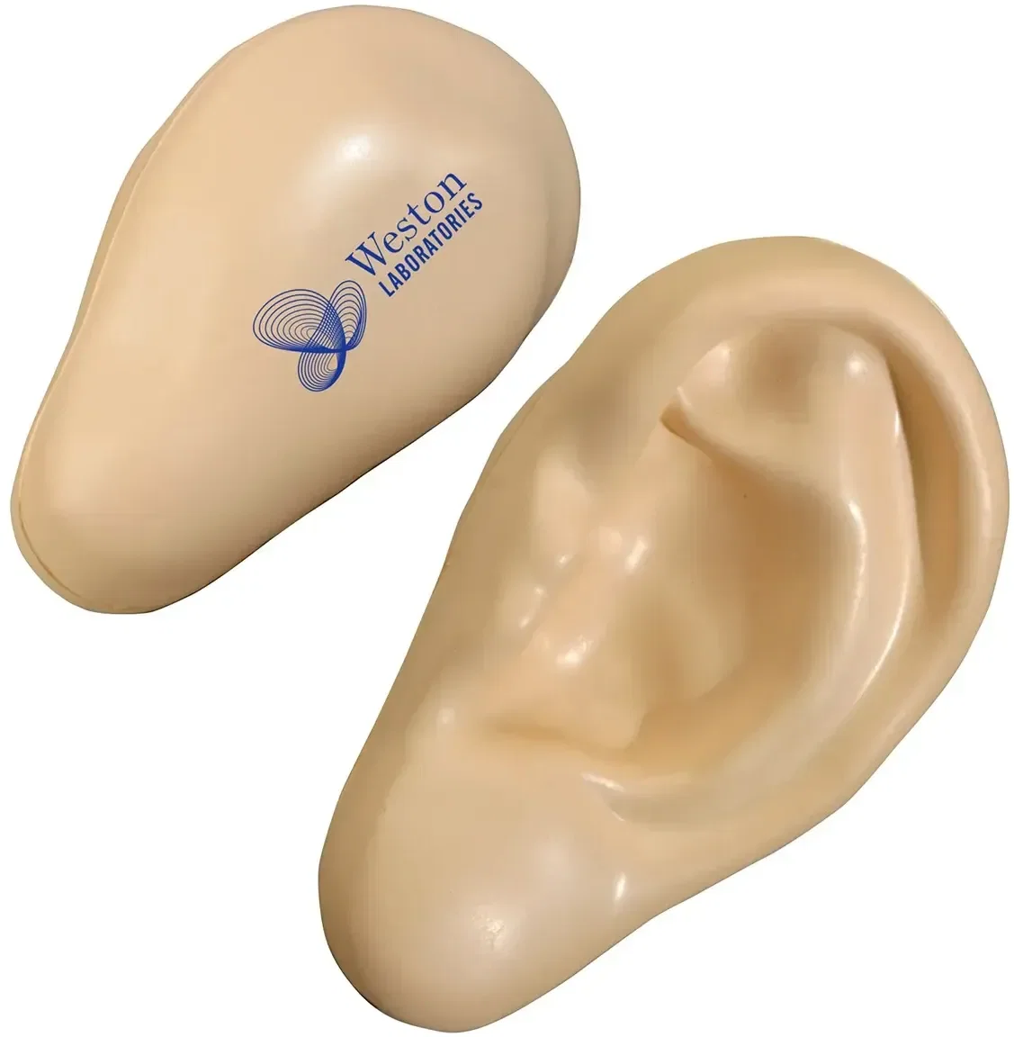 Custom Ear Shaped Stress Reliever shaped like a human ear, molded foam squeeze toy with logo
