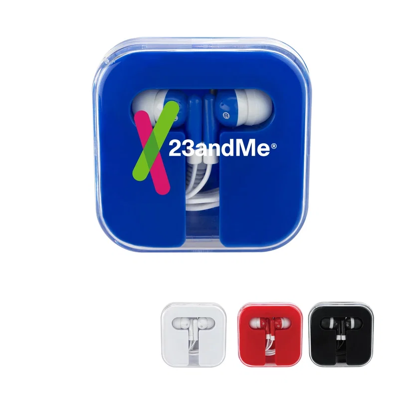 Set laid out with the case beside its earphones