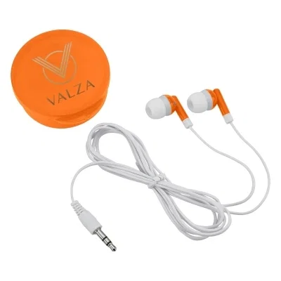 Orange round case sitting flat on its base