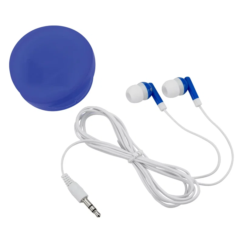 Black set arranged to show case and earbuds together