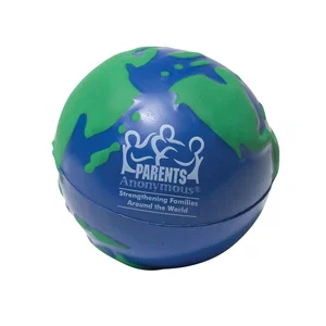 2.5 Inch Earth Stress Ball, Blue/Green Polyurethane, 1-Color Imprint