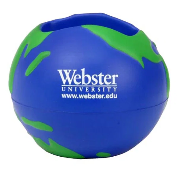Earth globe shaped desktop bin stress reliever, 3.25 inches in diameter
