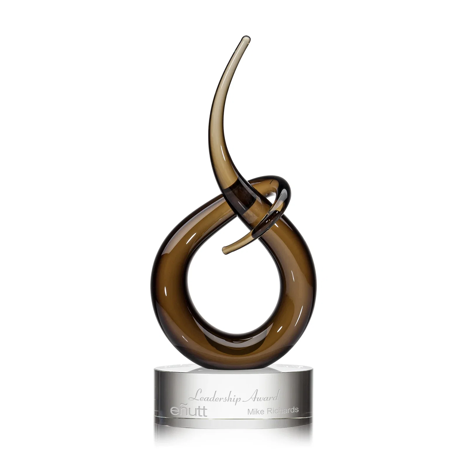 Custom Amber and Black Art Glass Sculpture Award, One Size Only for employee recognition