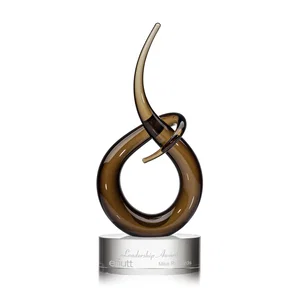 Amber and Black Art Glass Sculpture Award, One Size Only