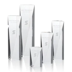 Optical Crystal Pyramid Award with Sloped Icy Bevels