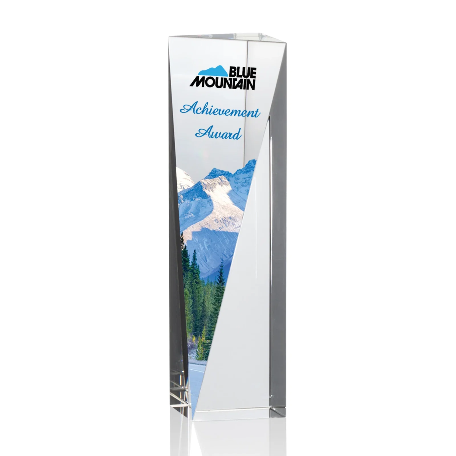Custom Optical Crystal Pyramid Award with Sloped Icy Bevels for dealer and partner awards