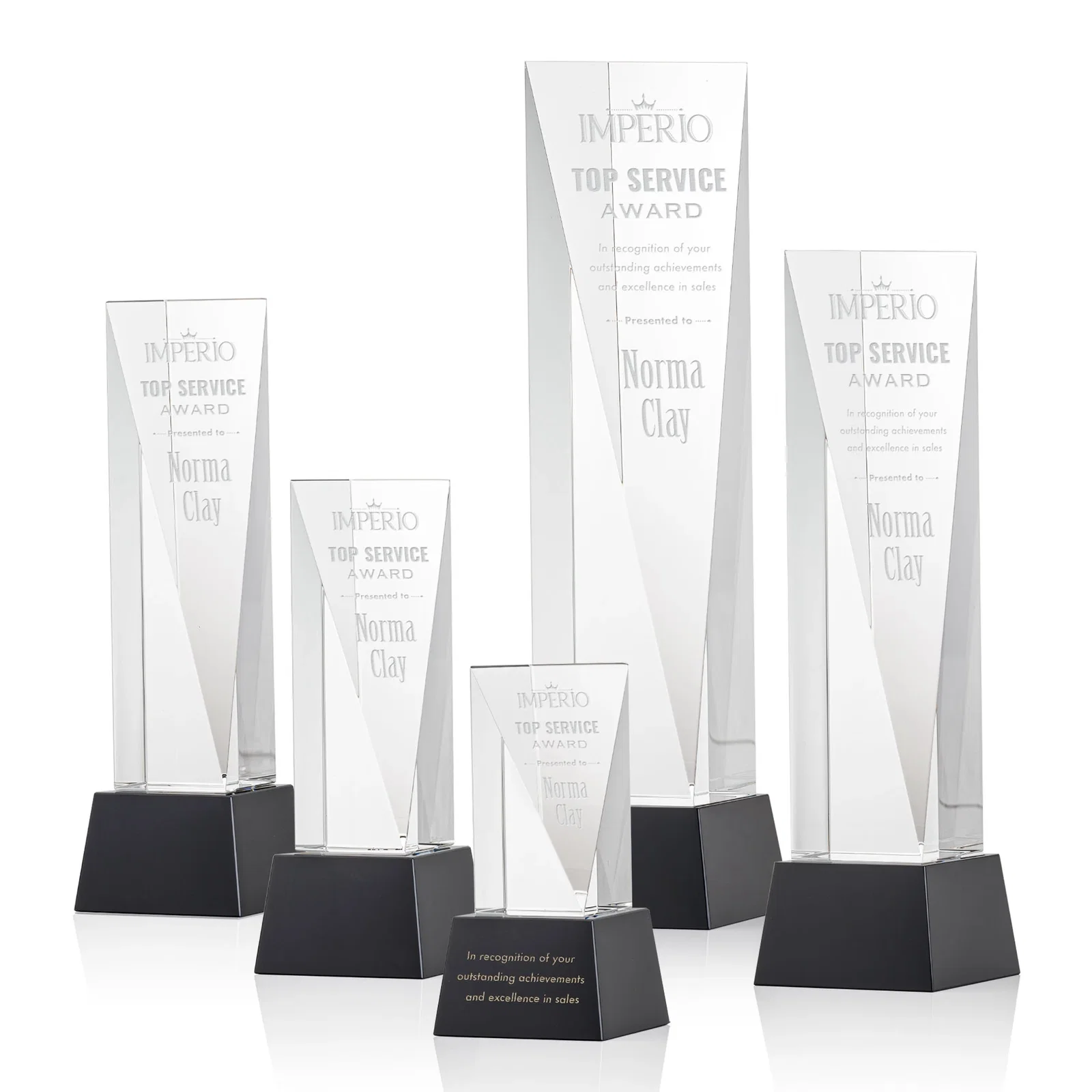 Personalized Optical Crystal Elongated Triangle Award on Square Base for corporate award ceremonies