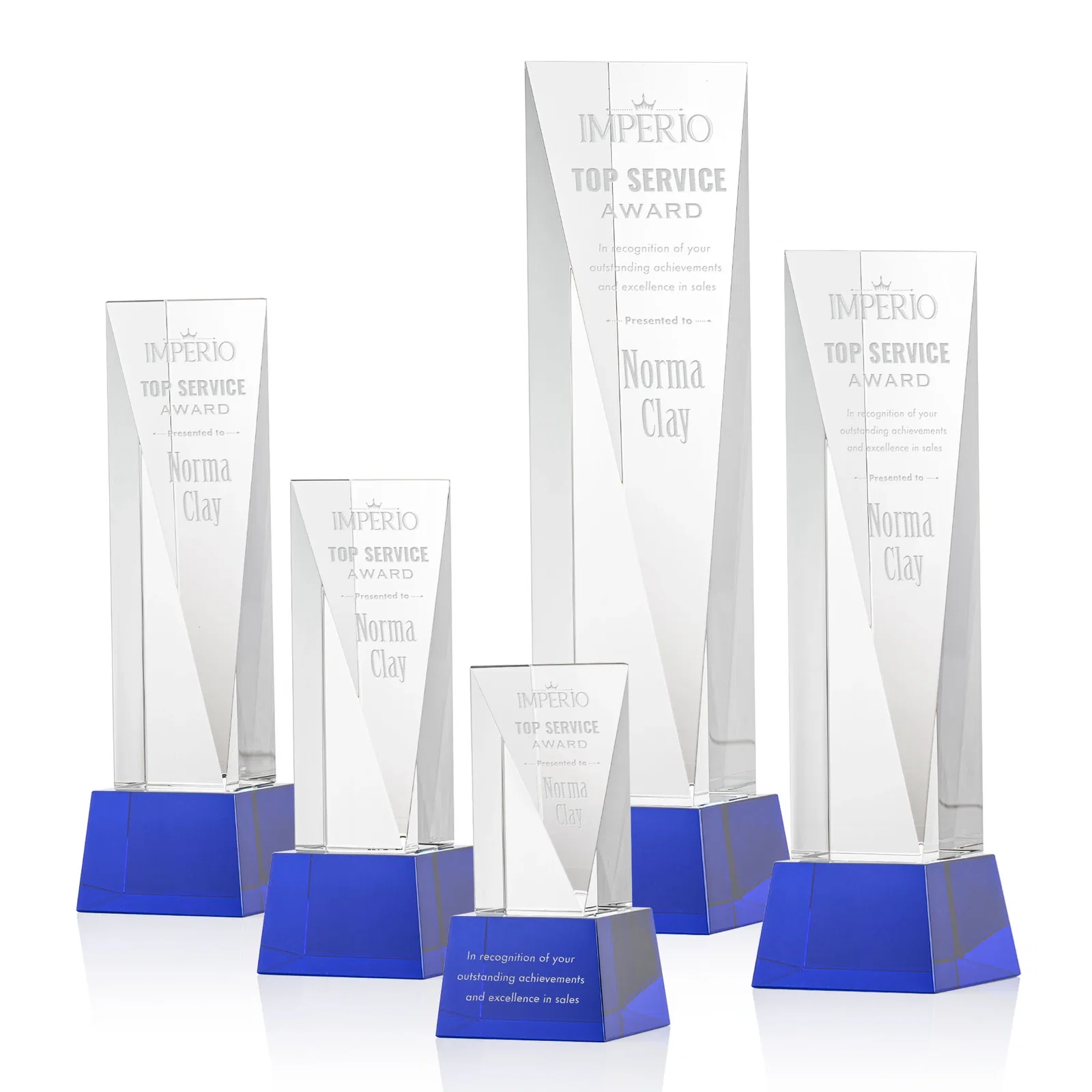 Personalized Optical Crystal Elongated Triangle Award on Square Base for graduation ceremonies