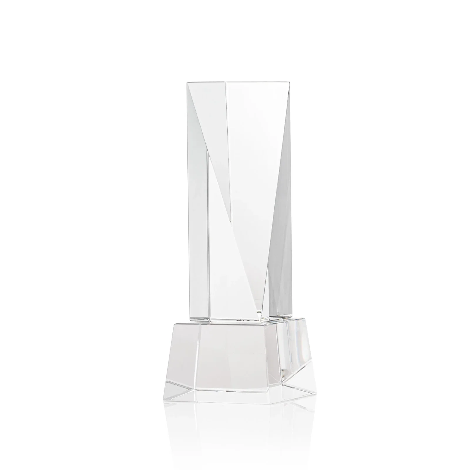 Custom printed Optical Crystal Elongated Triangle Award on Square Base for service anniversary gifts