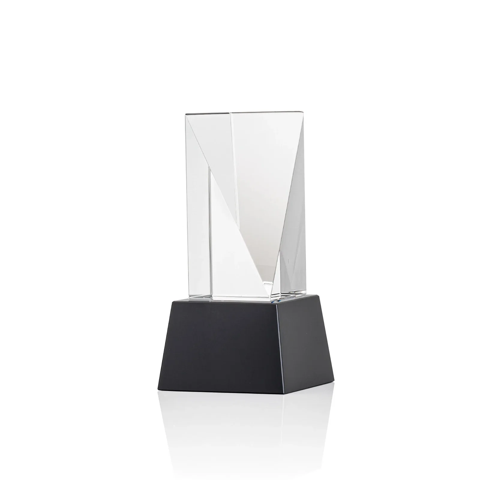 Custom printed Optical Crystal Elongated Triangle Award on Square Base for company anniversary events