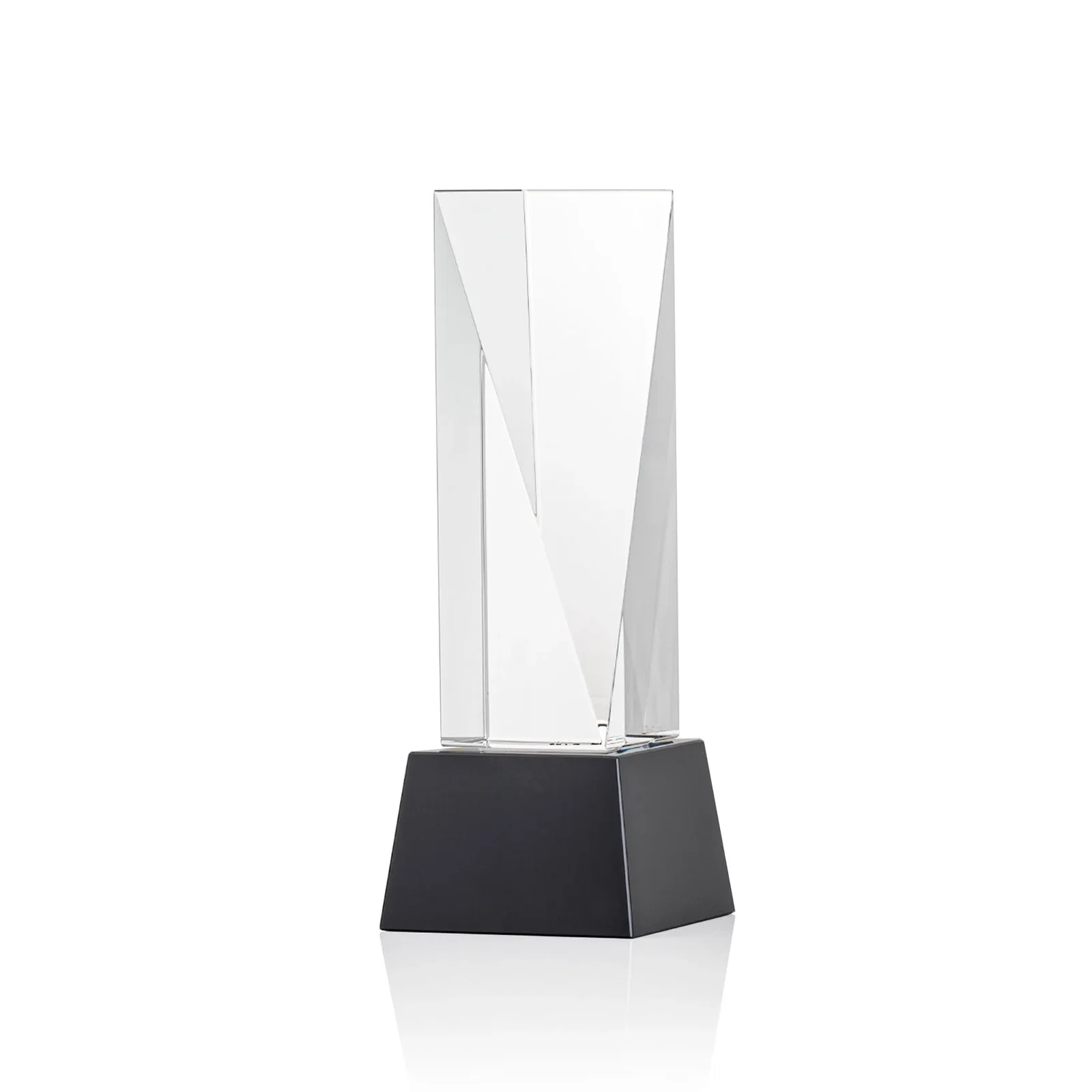 Customized Optical Crystal Elongated Triangle Award on Square Base for employee recognition