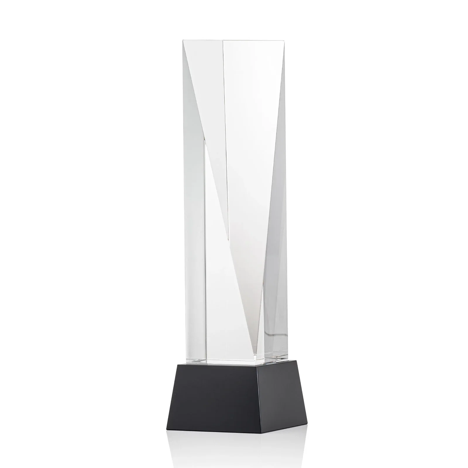 Customized Optical Crystal Elongated Triangle Award on Square Base for service anniversary gifts