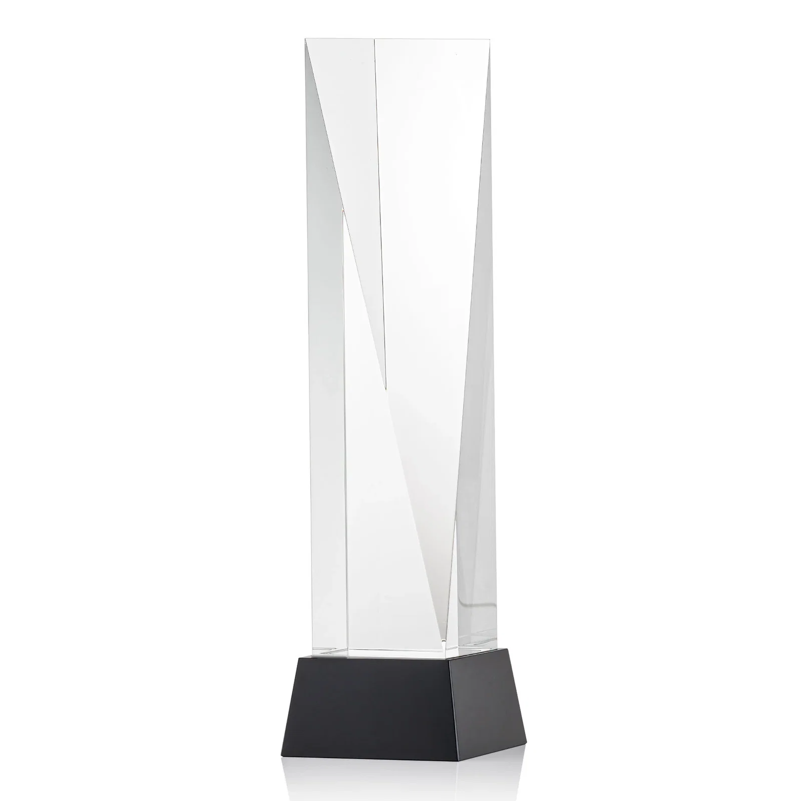 Customized Optical Crystal Elongated Triangle Award on Square Base for sales achievement awards
