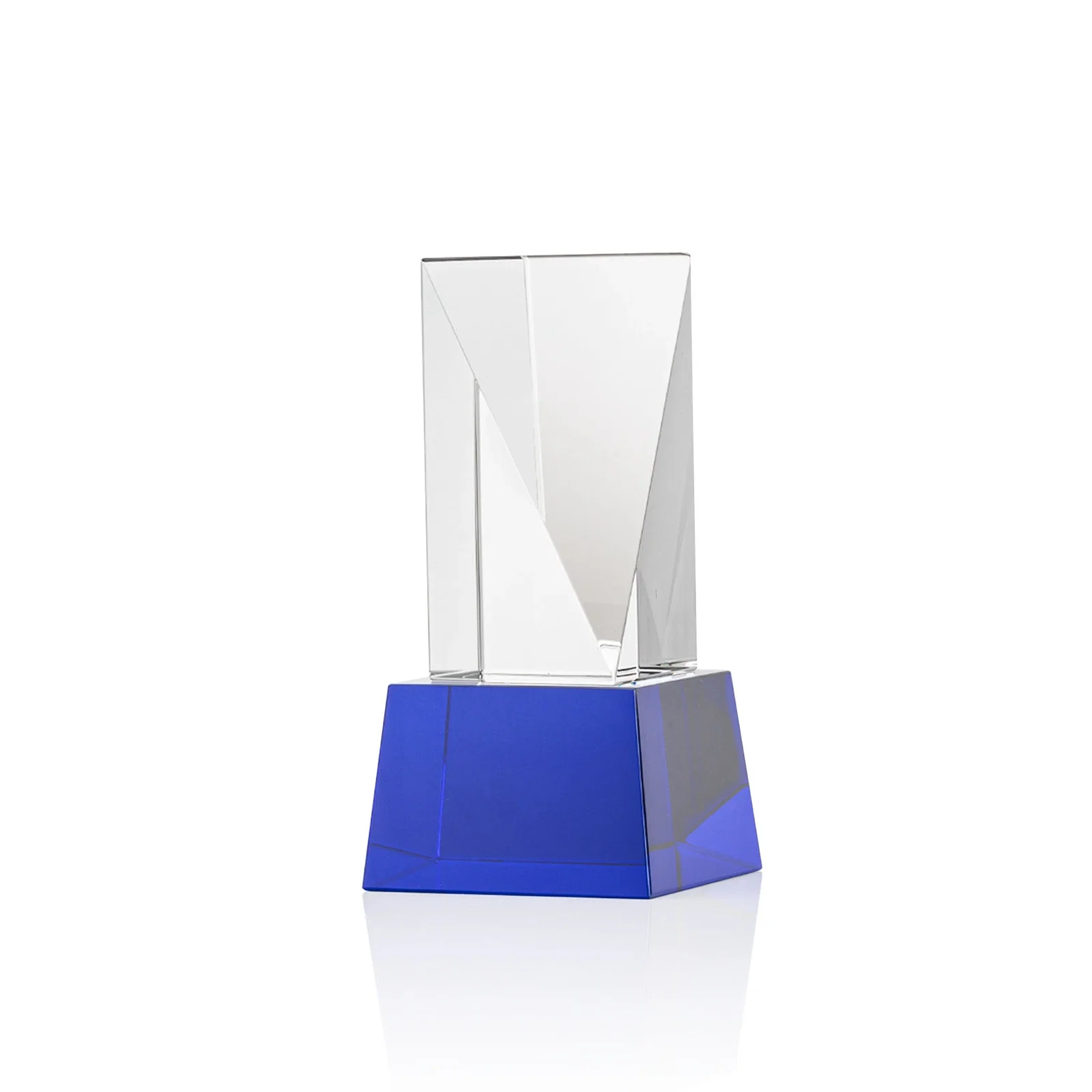 Customized Optical Crystal Elongated Triangle Award on Square Base for retirement presentations