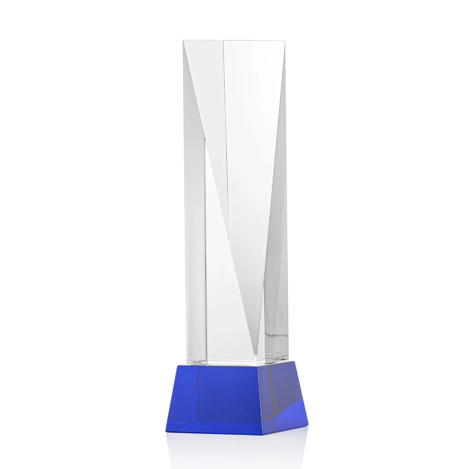 Customized Optical Crystal Elongated Triangle Award on Square Base for graduation ceremonies