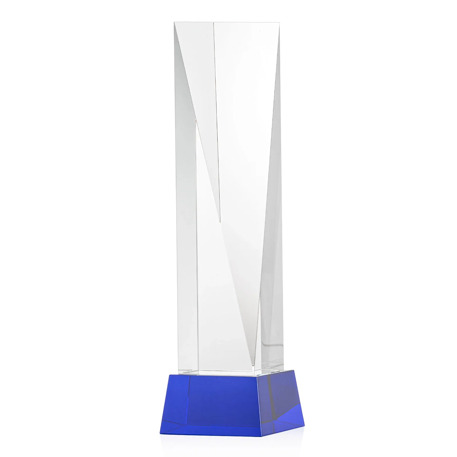Customized Optical Crystal Elongated Triangle Award on Square Base for safety achievement programs