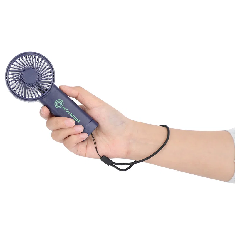 Close-up of the Easy Breeze fan's logo imprint area on the handle