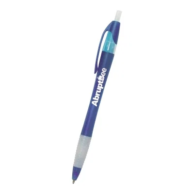 Yellow pen shown at an angle with the clip facing forward