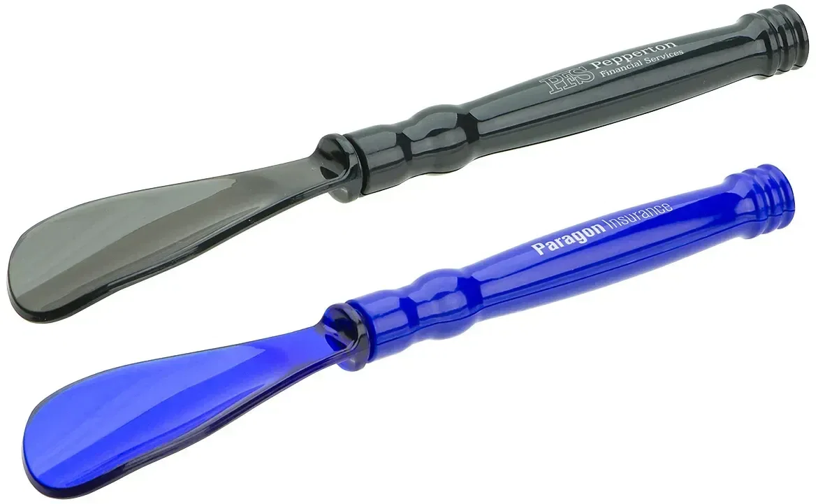 Custom Easy Reach telescoping shoe horn with branded logo, extended view