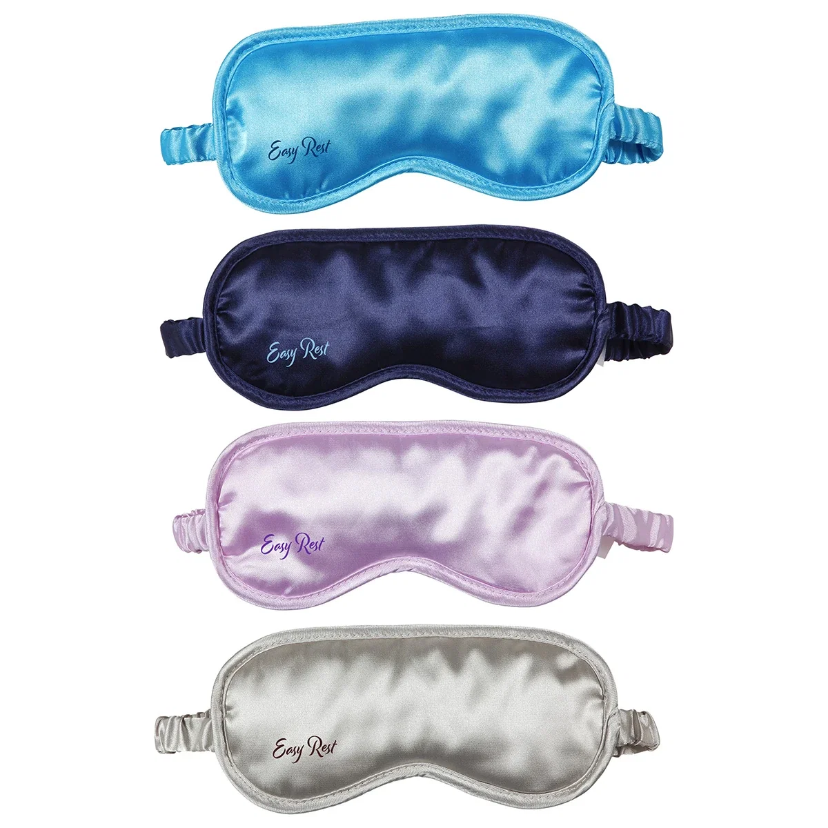 Custom Easy Rest Lavender Satin Sleep Mask close-up of satin fabric, branded lavender aromatherapy mask detail
