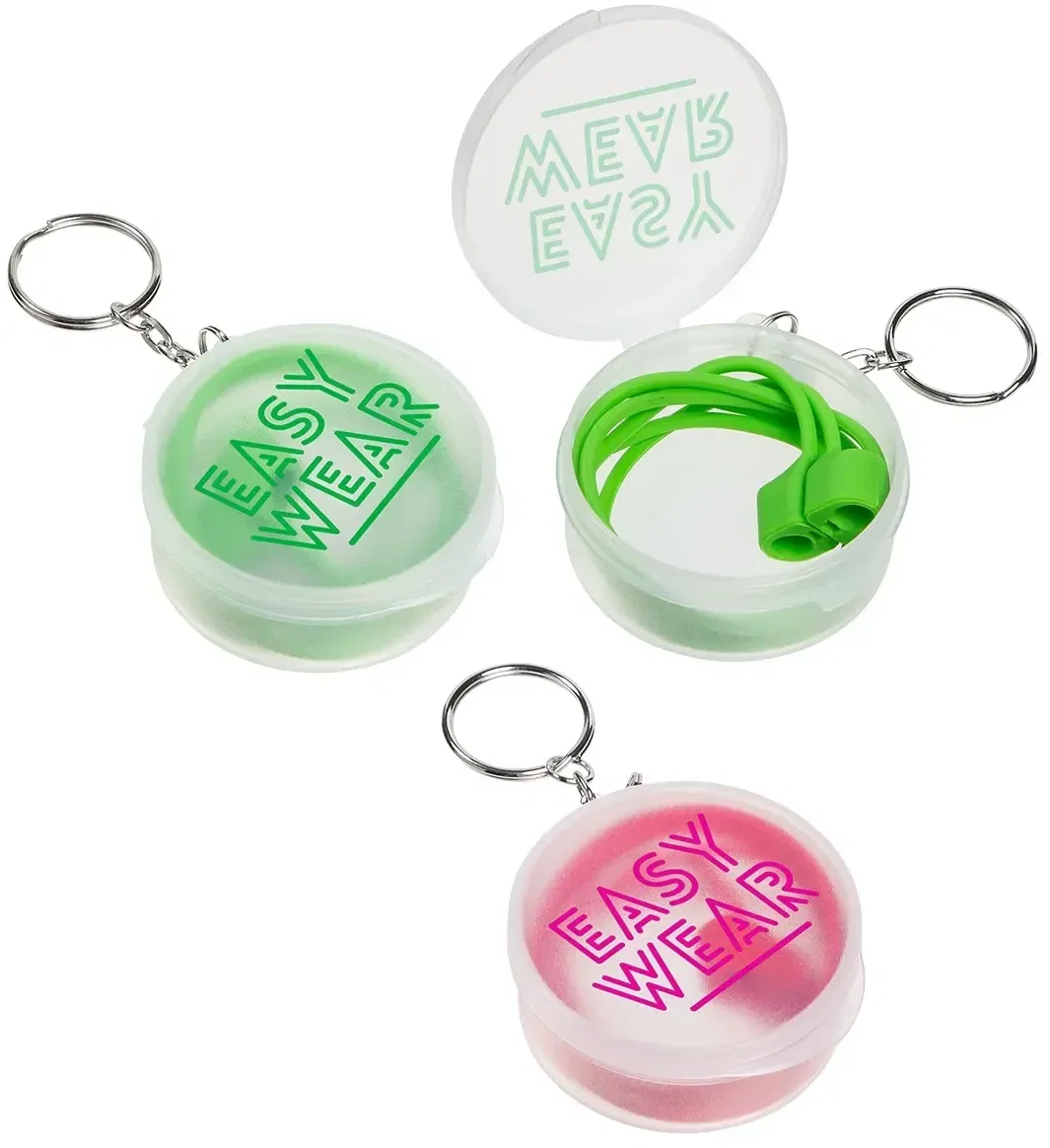Easy-Wear magnetic earbud and glasses holder, branded custom neck accessory, front view