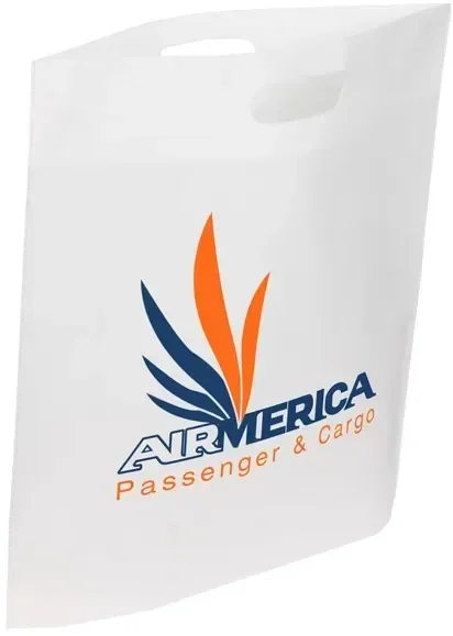 Branded Echo non-woven tote folded flat showing its lightweight custom design