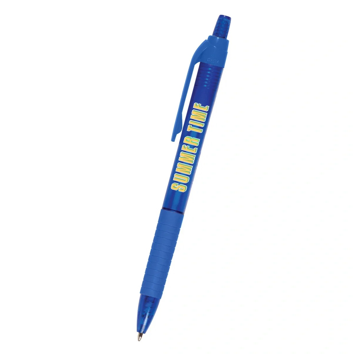 Translucent barrel pen five and a half inches in length