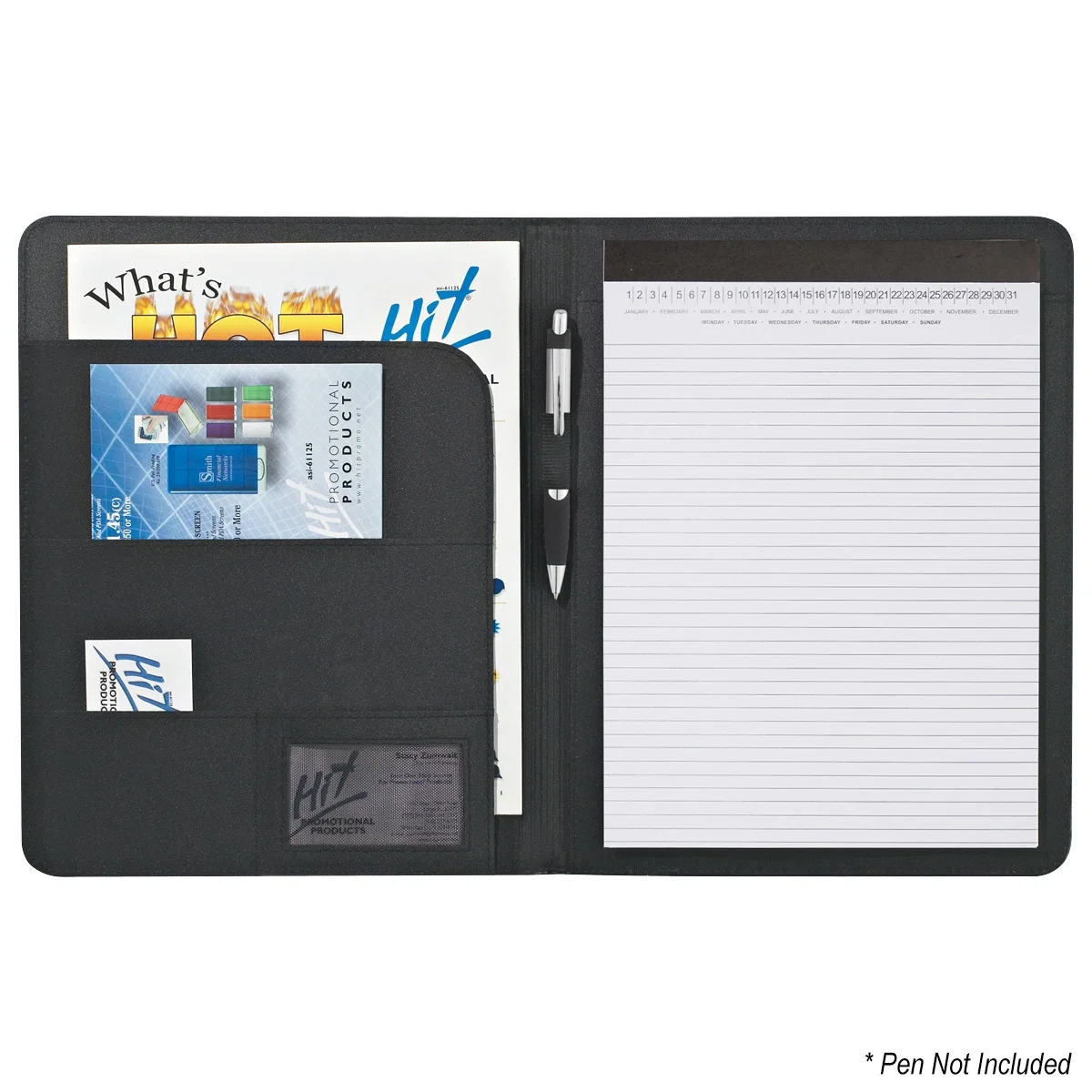 Offset angle of the bonded leather portfolio captured in a simple studio setup
