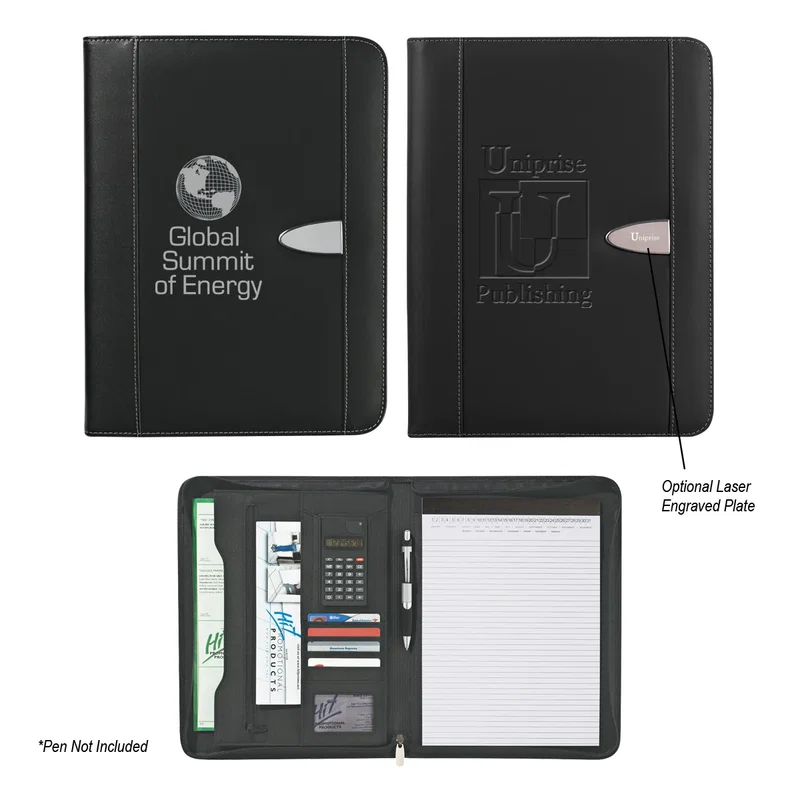 Eclipse Bonded Leather Zippered Portfolio With Calculator — view 7