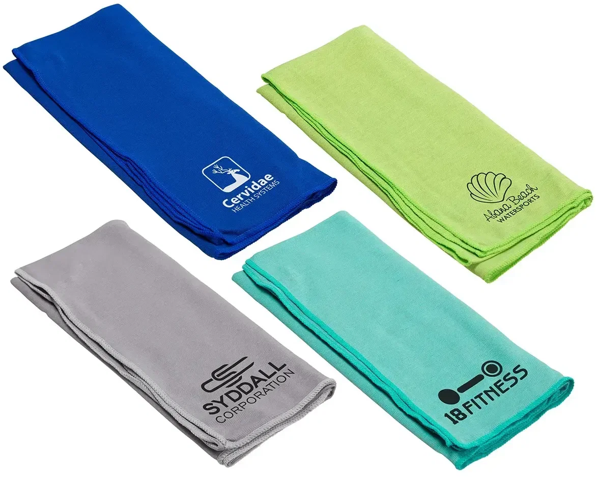 Eclipse copper-infused cooling towel, promotional custom towel with logo-ready branding, front view