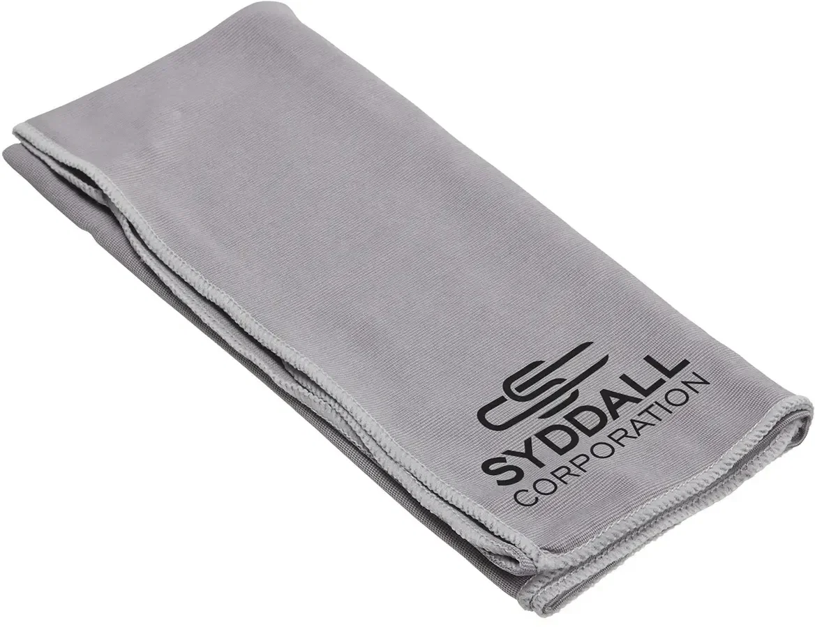 Close-up of logo-ready imprint area on branded Eclipse cooling towel
