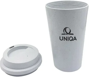 Eco-Friendly 16 Oz Bamboo Fiber Tumbler, 3" x 5" x 3" with Matching Lid, Full-Color Imprint