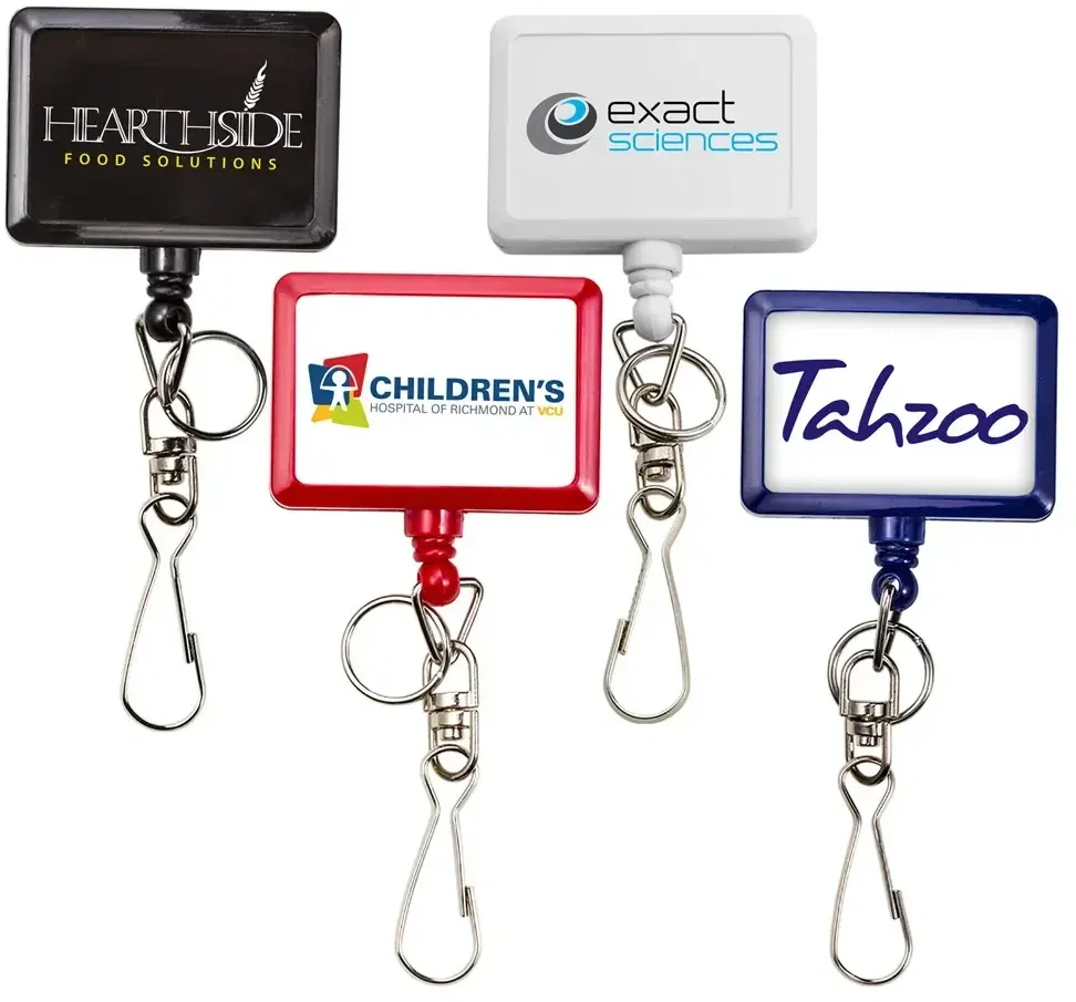 Eco-Friendly Banboo Badge Reel with “J” Hook & Mini Split Ring Attachments